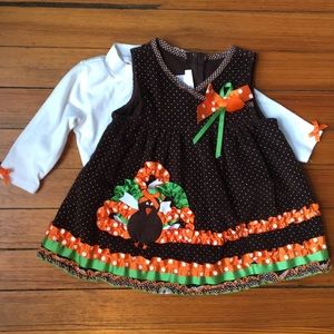 Turkey Thanksgiving Dress and Onesie 12 months